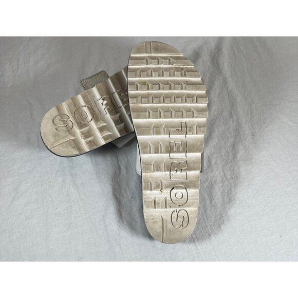 Sorel White Leather Roaming Slide Sandals Black Footbed Size 9 - Picture 7 of 8